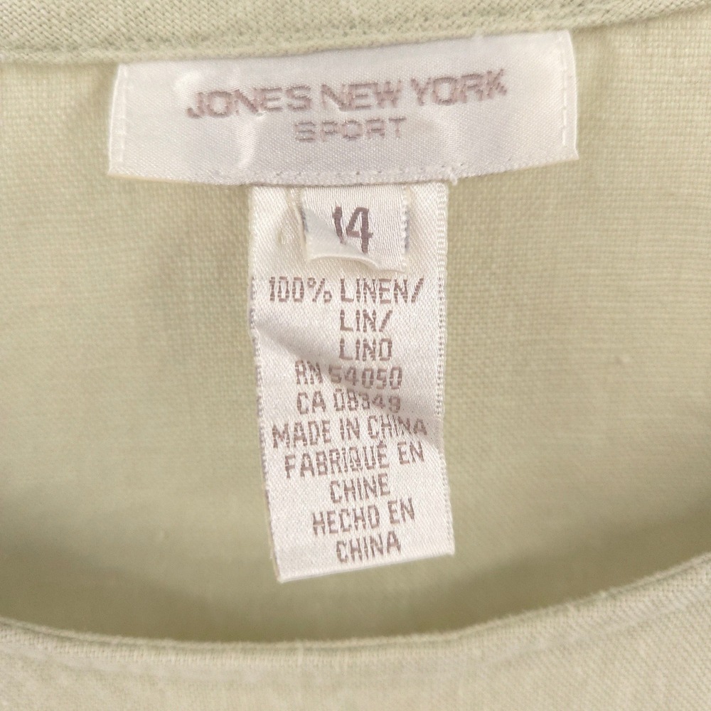 Jones New York 100% Linen Maxi Dress Womens 14 Green Sleeveless Faux Wrap - Picture 4 of 7
